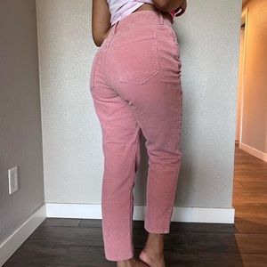 SOLD faux vintage pink corduroy mom jeans